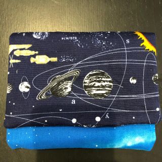 ハンドメイド　移動ポケット（宇宙ネイビー　マグネットホック付き）(外出用品)