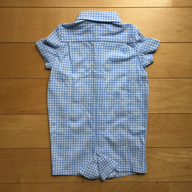 POLO RALPH LAUREN(ポロラルフローレン)の新品未使用ラルフローレン チェックシャツ 半袖  ブルー ロンパース 75サイズ キッズ/ベビー/マタニティのベビー服(~85cm)(ロンパース)の商品写真