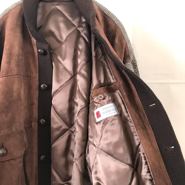 80s ヴィンテージ ビンテージ 古着 レザー 切り替え ニット ジャケット