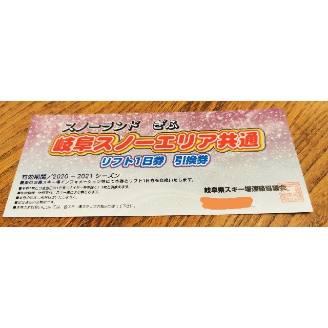 岐阜県 リフト1日券 1枚 チケットの施設利用券(スキー場)の商品写真