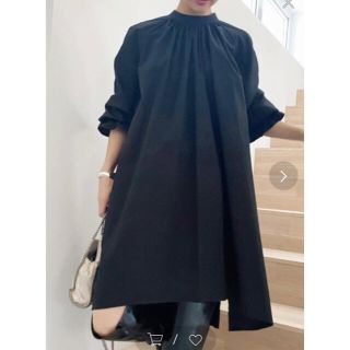 アメリヴィンテージ(Ameri VINTAGE)の新品　アメリ　gather tunic ギャザー　チュニック　ブラウス　ブラック(チュニック)