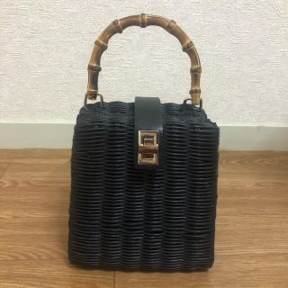 ザラ(ZARA)のZARA カゴバッグ バンブー 黒(かごバッグ/ストローバッグ)