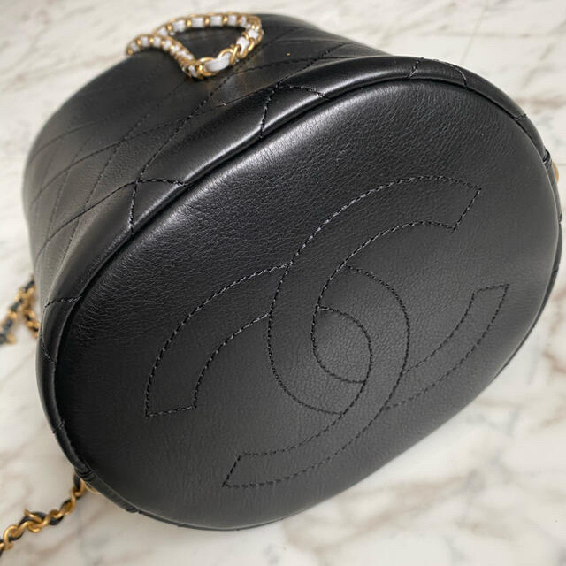 CHANEL(シャネル)の◆ららら様専用◆本物シャネル☆CCツイードxカーフスキン巾着ショルダー2way◆ レディースのバッグ(ショルダーバッグ)の商品写真