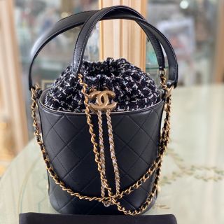 シャネル(CHANEL)の◆ららら様専用◆本物シャネル☆CCツイードxカーフスキン巾着ショルダー2way◆(ショルダーバッグ)