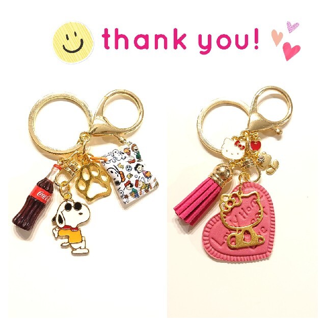 SNOOPY(スヌーピー)の【えまてぃ様専用】キーホルダー2点 スヌーピー ジョークール コカコーラ  肉球 ハンドメイドのアクセサリー(キーホルダー/ストラップ)の商品写真