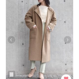 ダブルクローゼット(w closet)の【週末限定お値下げ】wcloset　エアリーボアノーカラーコート(ロングコート)