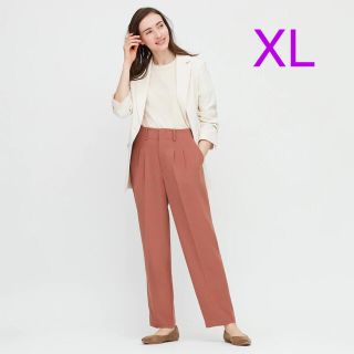 ユニクロ(UNIQLO)のユニクロ ドレープリラックステーパードアンクルパンツ XL／ブラウン 新品！(カジュアルパンツ)