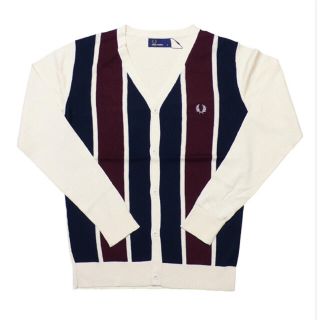 フレッドペリー(FRED PERRY)のフレッドペリー　ストライプ・Vネックカーディガン(カーディガン)