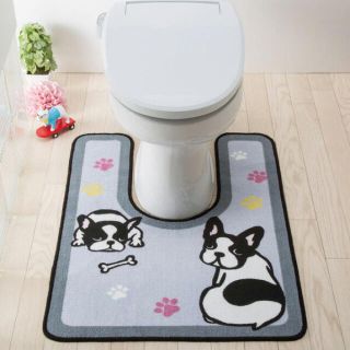 激安新品レタパプラス込 耳長 トイレマット ハッピーフレンチブル 60×80(トイレマット)