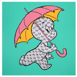 Casper pink umbrella on Green(絵画/タペストリー)