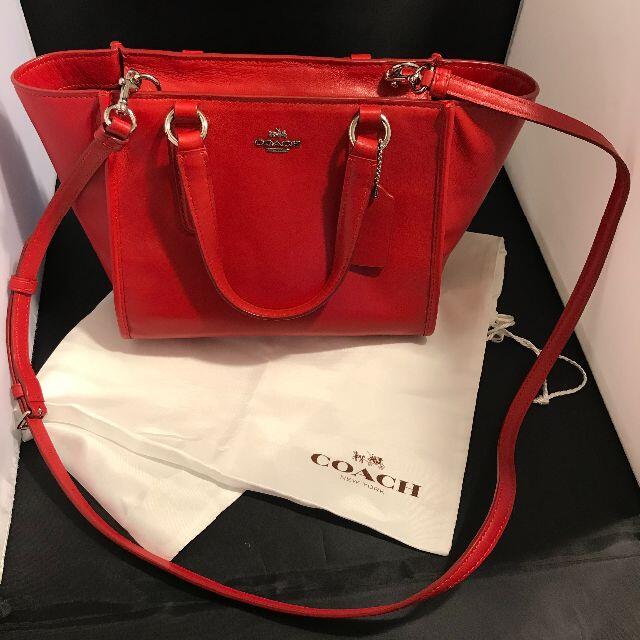 【１回使用】COACH チャームつきハンドバッグ 赤 レッド ショルダー紐つき