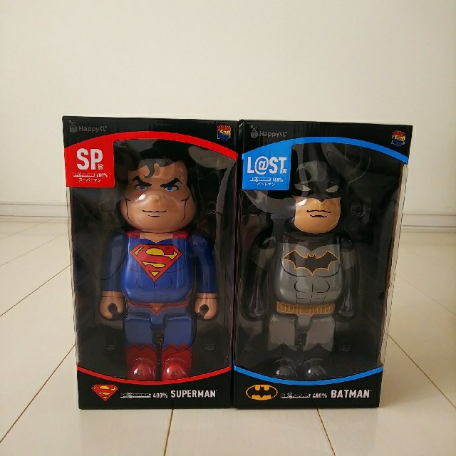 おもちゃ/ぬいぐるみハッピーくじ　DC BE@RBRICK　スーパーマン　＆　バットマン