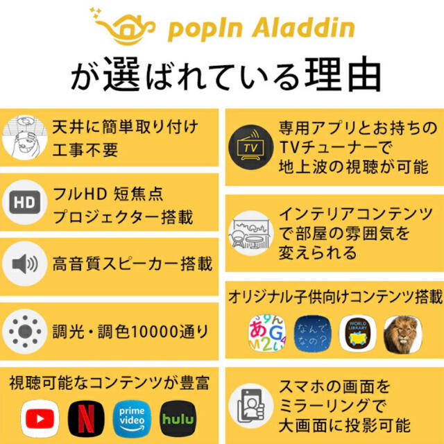 popIn Aladdin 2  スマホ/家電/カメラのテレビ/映像機器(プロジェクター)の商品写真