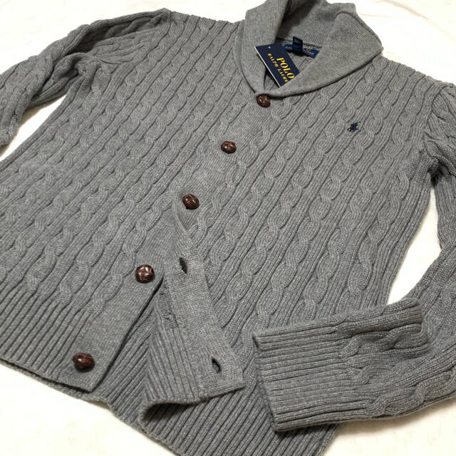 POLO RALPH LAUREN(ポロラルフローレン)のボーイズ L/160 新品 G ショールカラー ケーブルニット カーディガン キッズ/ベビー/マタニティのキッズ服男の子用(90cm~)(カーディガン)の商品写真