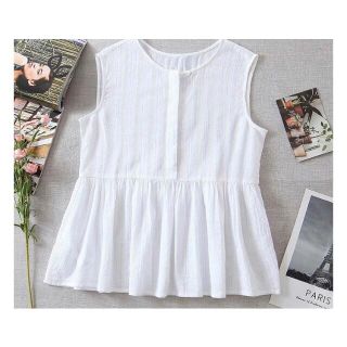 ザラ(ZARA)の🌸春先行💐3601◆white ノースリーブ ブラウス(シャツ/ブラウス(半袖/袖なし))