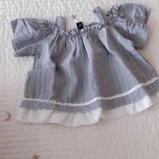 極美品　半袖　トップス　オフショル　レース　子供服　キッズ　90(Tシャツ/カットソー)