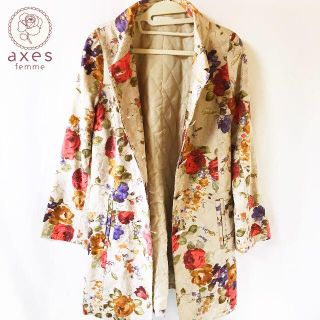 アクシーズファム(axes femme)の【axes femme】リネン混 総フローラル柄 スプリング ジャケット(テーラードジャケット)