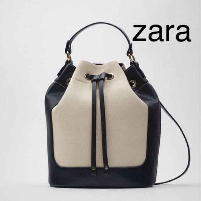 ZARA(ザラ)のZARA　バイカラー巾着バッグ レディースのバッグ(ショルダーバッグ)の商品写真