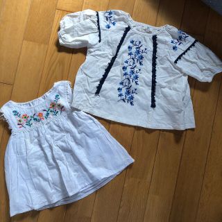 セラフ(Seraph)の半袖ノースリ　２枚セット　花柄　女の子かわいい　セラフ　グローバルワーク　110(Tシャツ/カットソー)