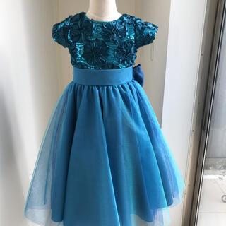ターコイズブルーのゴージャス子供ドレス110〜120お値段交渉可能✨🎶(ドレス/フォーマル)