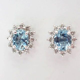 ★0.52ct★✨アクアマリン0.4ctダイヤK18PGピアスイヤリング