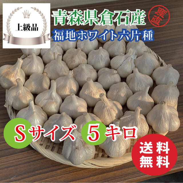 【上級品】青森県倉石産にんにく福地ホワイト六片種Sサイズ 5kgガーリック