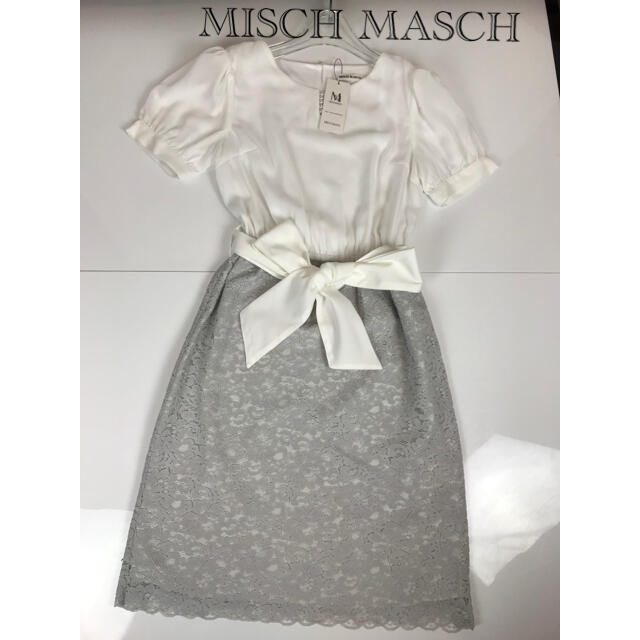 MISCH MASCH(ミッシュマッシュ)の新品【MISCH MASCH】レース切り替えワンピース◇グレー◆卒業式 入学式 レディースのフォーマル/ドレス(スーツ)の商品写真