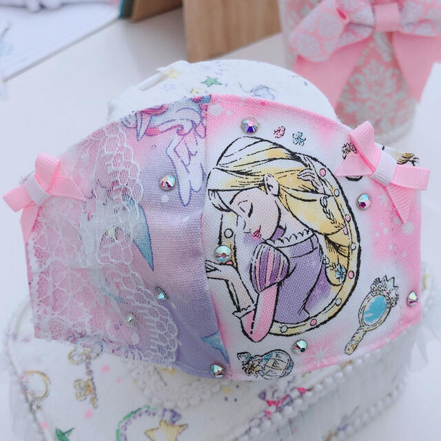 ハンドメイド　子供用　マスク　プリンセス ハンドメイドのキッズ/ベビー(外出用品)の商品写真