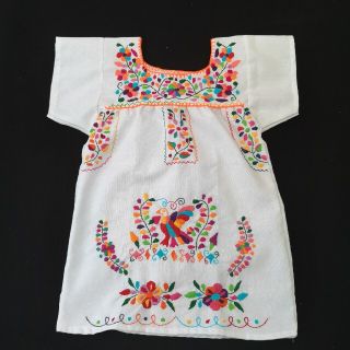 新品 95cm～　女の子用　手刺繍　刺繍ワンピ　エスニック雑貨　メキシコ雑貨(ワンピース)