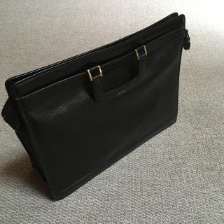 ピエールカルダン ビジネスバッグ 薄マチ シボ レザー ヴィンテージ レトロ 黒