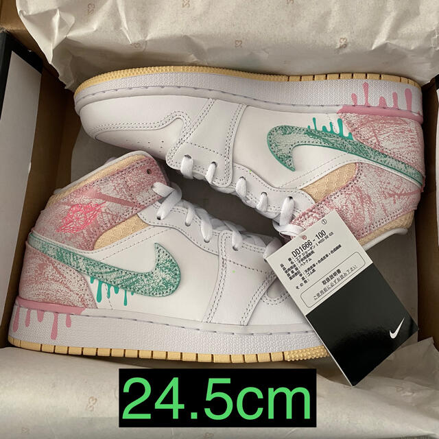 NIKE(ナイキ)のNIKE GS AIR JORDAN 1 MID "PAINT DRIP" レディースの靴/シューズ(スニーカー)の商品写真