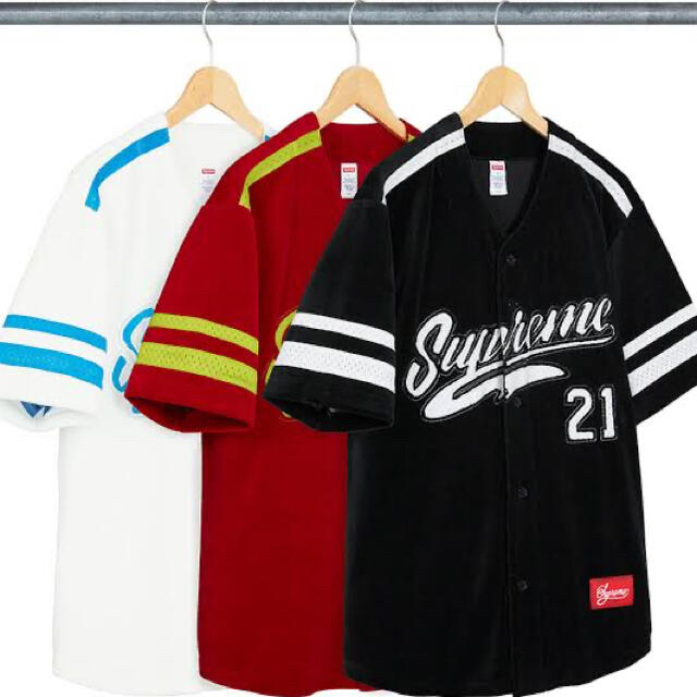Supreme Velour Baseball Jersey ブラックのサムネイル