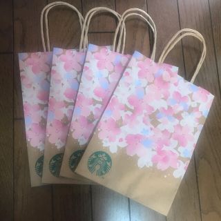 スターバックスコーヒー(Starbucks Coffee)の☆スタバ　紙袋　桜　４枚セット☆(ショップ袋)