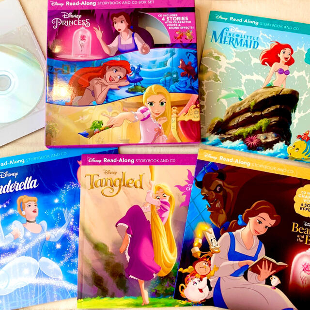 Disney(ディズニー)の新品／ディズニープリンセス CD英語絵本 美女と野獣 ラプンツェル アリエル 他 エンタメ/ホビーの本(絵本/児童書)の商品写真