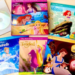 ディズニー(Disney)の新品／ディズニープリンセス CD英語絵本 美女と野獣 ラプンツェル アリエル 他(絵本/児童書)