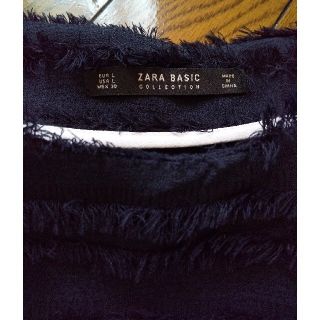 ザラ(ZARA)のザラフリンジプルオーバーLサイズネイビー💙(カットソー(長袖/七分))