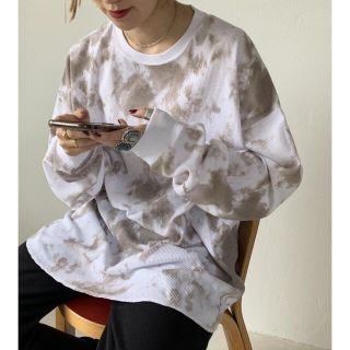 ワッフル クルーネック ロングスリーブTEE　タイダイサーマル　ペイズリー柄(Tシャツ/カットソー(七分/長袖))