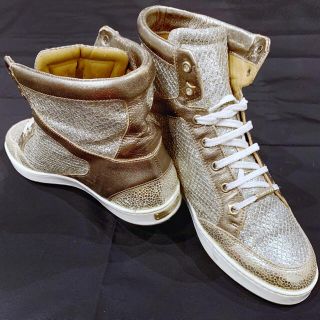 ジミーチュウ(JIMMY CHOO)のJimmy Choo ブロンズ ゴールド グリッター ハイトップ スニーカー (スニーカー)