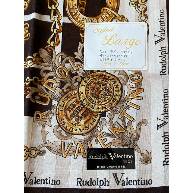 Rudolph Valentino(ルドルフヴァレンチノ)のルドルフヴァレンチノ　Valentino ハンカチ　大判サイズ レディースのファッション小物(バンダナ/スカーフ)の商品写真