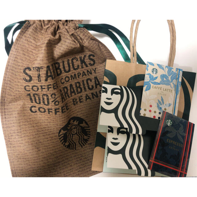 Starbucks Coffee(スターバックスコーヒー)のスタバ　袋　巾着　ミニバッグ　ケース　シール エンタメ/ホビーのコレクション(ノベルティグッズ)の商品写真