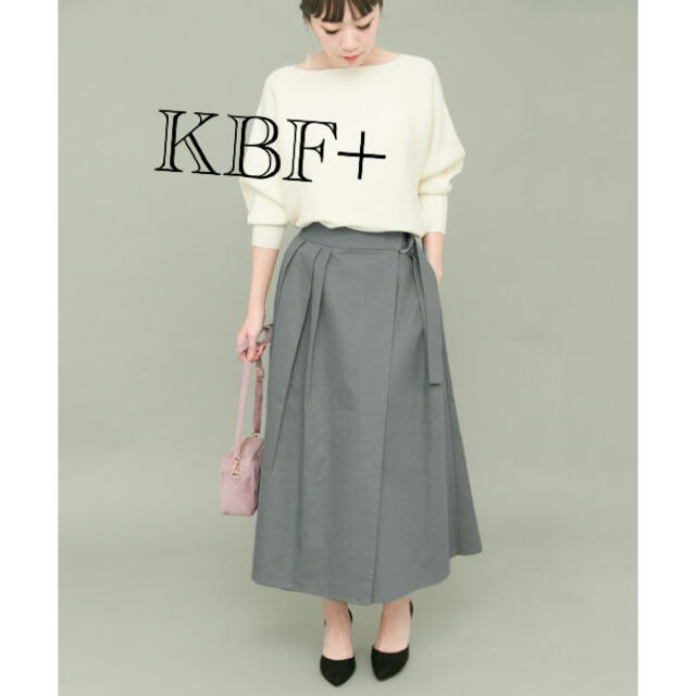 KBF+(ケービーエフプラス)のKBF+ ボリュームラップスカート カーキ レディースのスカート(ロングスカート)の商品写真