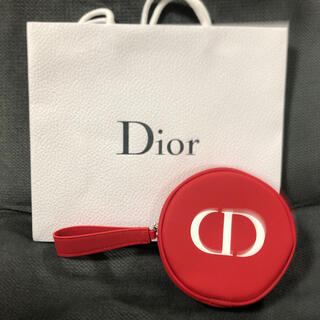 ディオール(Dior)のディオール　ノベルティー丸型ポーチ　レッド　新品(ポーチ)
