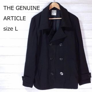 【used品】THE GENUINE ARTICLE メンズピーコート　黒　L(ピーコート)