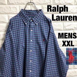 ラルフローレン(Ralph Lauren)のラルフローレン  長袖チェックシャツ　刺繍ロゴ　メンズXXLサイズ(シャツ)