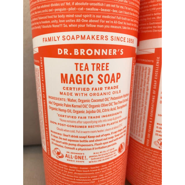 Dr.Bronner(ドクターブロナー)の【4本セット】ドクターブロナー マジックソープ  739ml  ティートゥリー コスメ/美容のボディケア(ボディソープ/石鹸)の商品写真