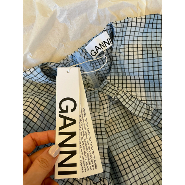 Adam et Rope'(アダムエロぺ)のletter様専用　GANNI 今期シアサッカーミニドレス　ワンピース　 レディースのワンピース(ひざ丈ワンピース)の商品写真