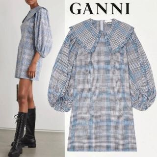 アダムエロぺ(Adam et Rope')のletter様専用　GANNI 今期シアサッカーミニドレス　ワンピース　(ひざ丈ワンピース)