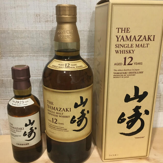 サントリー(サントリー)のサントリー山崎 12年 700ml＆ 山崎 ミニボトル 180ml 食品/飲料/酒の酒(ウイスキー)の商品写真