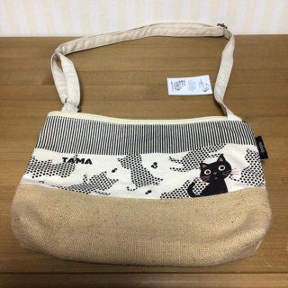 新品・未使用　ノアファミリー ショルダーバッグ　綿と麻　猫(ショルダーバッグ)