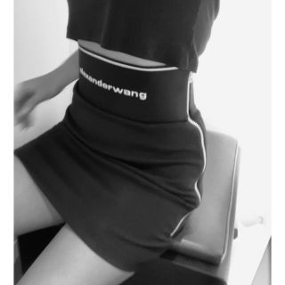 新品Alexanderwang logo ミニスカート X ストレッチブラ黒色M